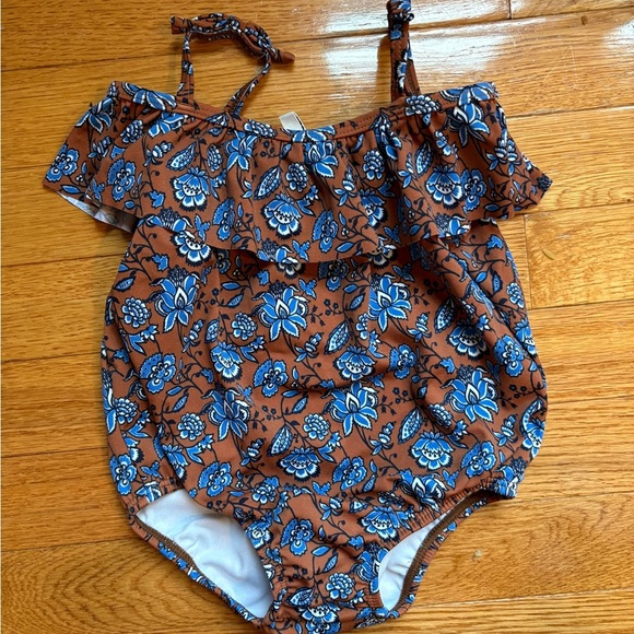 Janie and Jack Baby Cold Shoulder Paisley Floral Swimsuit - Picture 3 of 5